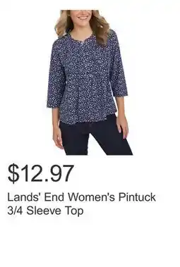 Costco Lands' End Women's Pintuck 3/4 Sleeve Top offer