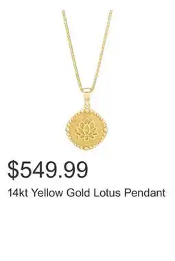 Costco 14kt Yellow Gold Lotus Pendant offer