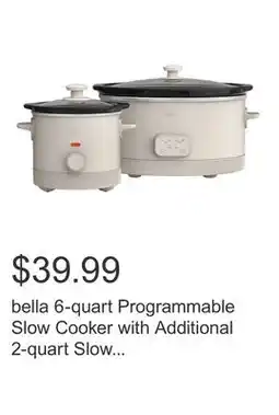 Costco bella 6-quart Programmable Slow Cooker with Additional 2-quart Slow Cooker Set offer