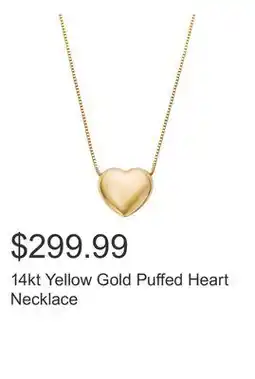 Costco 14kt Yellow Gold Puffed Heart Necklace offer