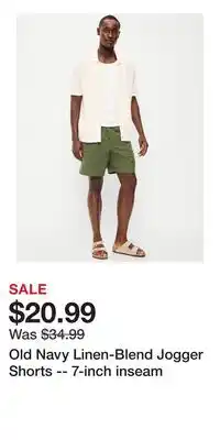 Old Navy Old Navy Linen-Blend Jogger Shorts -- 7-inch inseam offer