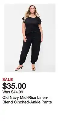 Old Navy Old Navy Mid-Rise Linen-Blend Cinched-Ankle Pants offer