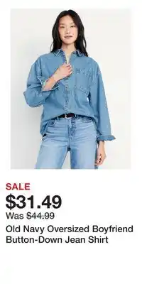 Old Navy Old Navy Oversized Boyfriend Button-Down Jean Shirt offer