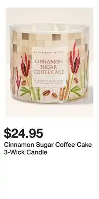 Bath & Body Works Cinnamon Sugar Coffee Cake 3-Wick Candle offer
