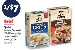 Family Dollar Quaker Instant Oatmeal or Instant Grits offer