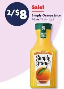 Family Dollar Simply Orange Juice offer