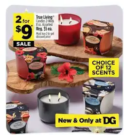 Dollar General True Living Candles 2-Wick 8 oz. Assorted offer