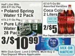 Key Food Poland spring water, pure life water offer