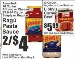 Key Food Ragú pasta sauce offer