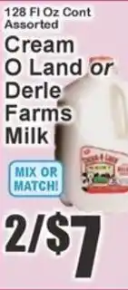 Key Food Cream O Land or Derle Farms Milk offer
