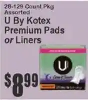 Key Food U By Kotex Premium Pads or Liners offer