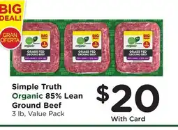 Ralphs Simple Truth Organic 85% Lean Ground Beef offer