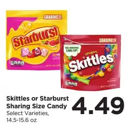 Food 4 Less Skittles or Starburst Sharing Size Candy offer