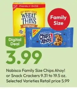 Stater Bros Nabisco Family Size Chips Ahoy! or Snack Crackers offer