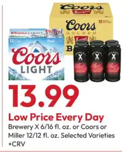Stater Bros Brewery X 6/16 fl. oz. or Coors or Miller 12/12 fl. oz offer