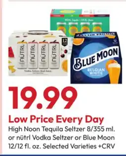 Stater Bros High Noon Tequila Seltzer 8/355 ml. or nütrl Vodka Seltzer or Blue Moon 12/12 fl. oz offer