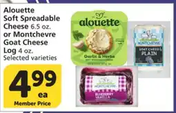 Vons Alouette Soft Spreadable Cheese 6.5 oz. or Montchevre Goat Cheese Log 4 oz offer