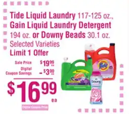 Smart & Final Tide Liquid Laundry, Gain Liquid Laundry Detergent or Downy Beads offer