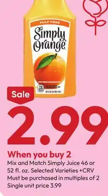 Stater Bros Mix Match Simply Juice offer