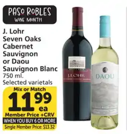 Vons J. Lohr Seven Oaks Cabernet Sauvignon or Daou Sauvignon Blanc offer