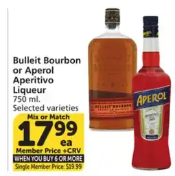 Vons Bulleit Bourbon or Aperol Aperitivo Liqueur offer