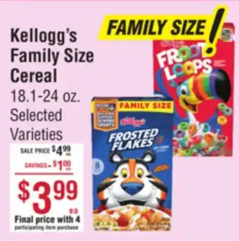 Smart & Final Kellogg's Family Size Cereal offer