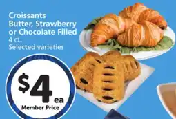 Vons Croissants Butter, Strawberry or Chocolate Filled offer