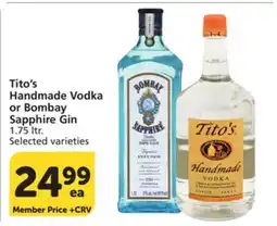 Vons Tito's Handmade Vodka or Bombay Sapphire Gin offer