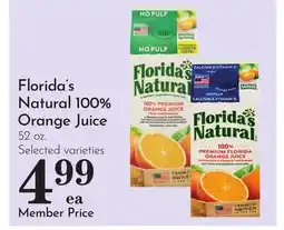 Pavilions Florida's Natural 100% Orange Juice offer