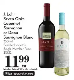 Pavilions J. Lohr Seven Oaks Cabernet Sauvignon or Daou Sauvignon Blanc offer
