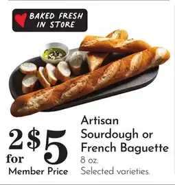 Pavilions Artisan Sourdough or French Baguette offer