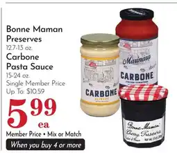 Pavilions Bonne Maman Preserves 12.7-13 oz. Carbone Pasta Sauce 15-24 oz offer