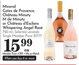 Pavilions Miraval Cotes de Provence, Château Minuty M de Minuty or Château d'Esclans Whispering Angel Rosé offer