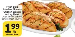 Albertsons Fresh Bulk Boneless Skinless Chicken Breasts or Leg Meat offer