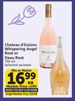Albertsons Chateau d'Esclans Whispering Angel Rosé or Daou Rosé offer