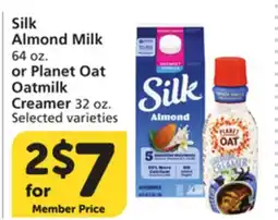 Albertsons Silk Almond Milk 64 oz. or Planet Oat Oatmilk Creamer 32 oz offer