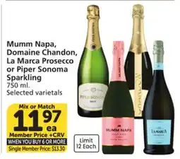 Albertsons Mumm Napa, Domaine Chandon, La Marca Prosecco or Piper Sonoma Sparkling offer