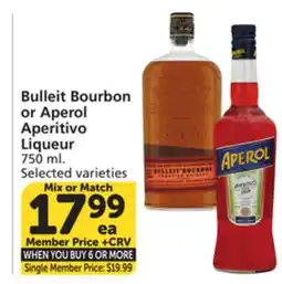 Albertsons Bulleit Bourbon or Aperol Aperitivo Liqueur offer