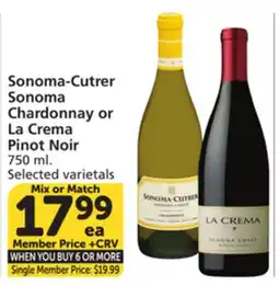 Albertsons Sonoma-Cutrer Sonoma Chardonnay or La Crema Pinot Noir offer
