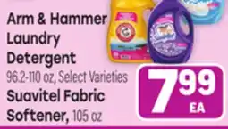 Tony’s Fresh Market Arm & Hammer Laundry Detergent 96.2-110 oz, Suavitel Fabric Softener, 105 oz offer