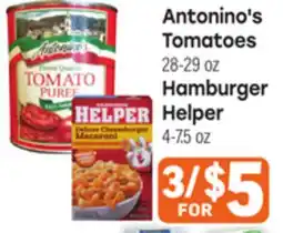 Tony’s Fresh Market Antonino's Tomatoes 28-29 oz or Hamburger Helper 4-7.5 oz offer