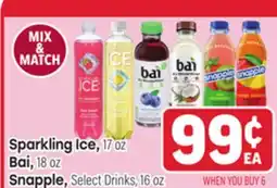 Tony’s Fresh Market Sparkling Ice, 17 oz Bai, 18 oz Snapple, Select Drinks, 16 oz offer