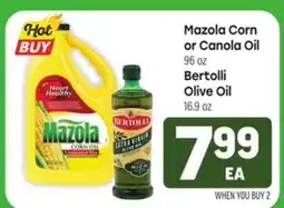 Tony’s Fresh Market Mazola Corn or Canola Oil, 96 oz or Bertolli Olive Oil, 16.9 oz offer