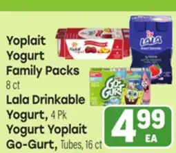 Tony’s Fresh Market Yoplait Yogurt Family Packs 8 ct Lala Drinkable Yogurt, 4 Pk Yogurt Yoplait Go-Gurt, Tubes, 16 ct offer