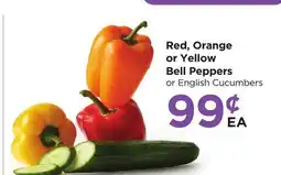 Food 4 Less Red, Orange or Yellow Bell Peppers or English Cucumbers offer