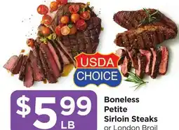 Food 4 Less Boneless Petite Sirloin Steaks offer