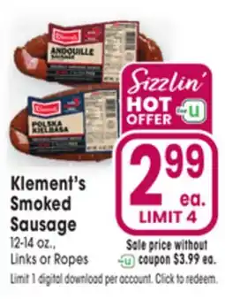 Jewel-Osco Klement's Smoked Sausage offer