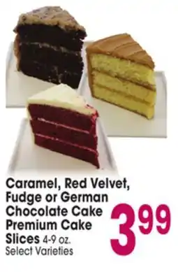 Jewel-Osco Caramel, Red Velvet, Fudge or German Chocolate Cake Premium Cake Slices offer