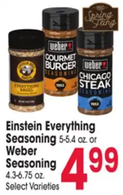 Jewel-Osco Einstein Everything Seasoning 5-5.4 oz. or Weber Seasoning 4.3-6.75 oz offer