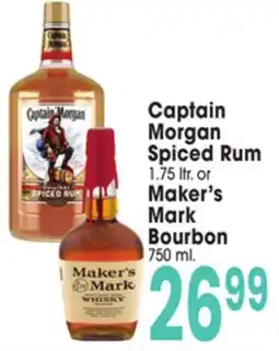 Jewel-Osco Captain Morgan Spiced Rum 1.75 ltr. or Maker's Mark Bourbon 750 ml offer